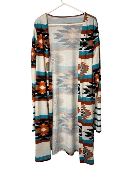 Unbranded Tops - Women’s XXL Tribal Aztec Geometric Open Front Long Duster Used